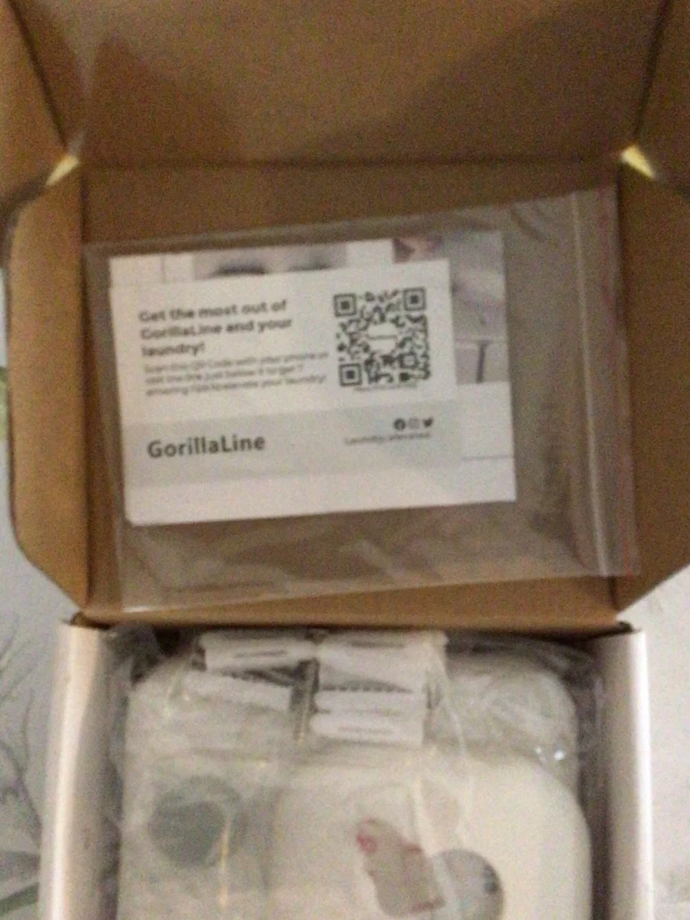White Laundry Storage Organizer. Gorilla line clothesline strong ,compact,nib
